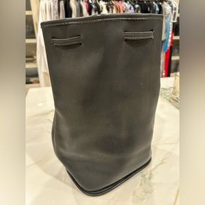 Black Leather Coach Drawstring Bag